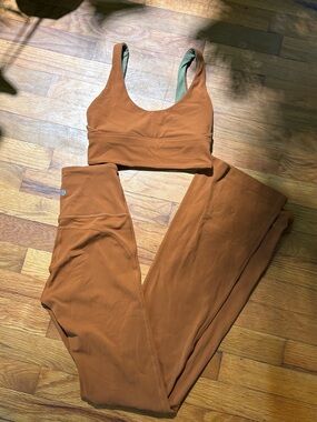 lululemon athletica Rust-Colored High-Rise Leggings with Matching Sports Bra